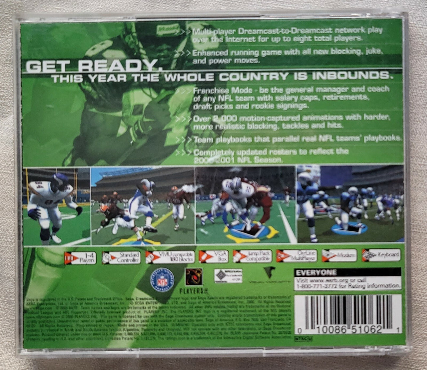 NFL 2K1 (Sega Dreamcast, 2000) Game Case Manual - Tested