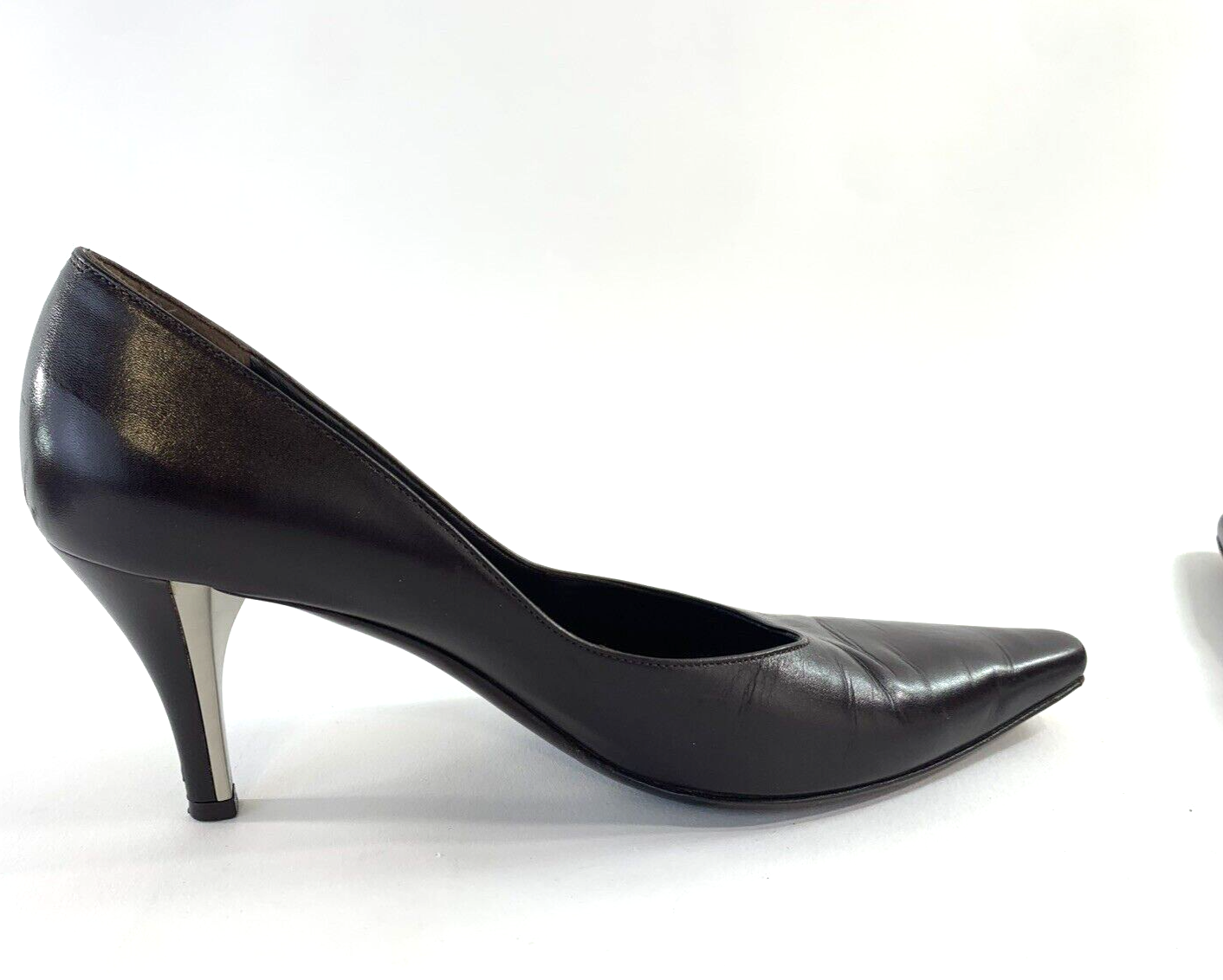 Salvatore Ferragamo Size 7.5 AA Brown Leather Heels Pointed Toe Dress Shoes