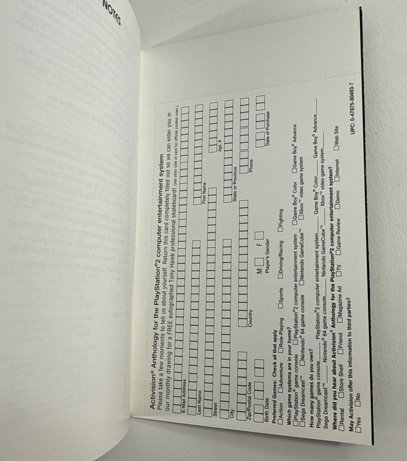 Activision Anthology (PlayStation 2, 2002) Game Case Manual Registration -Tested