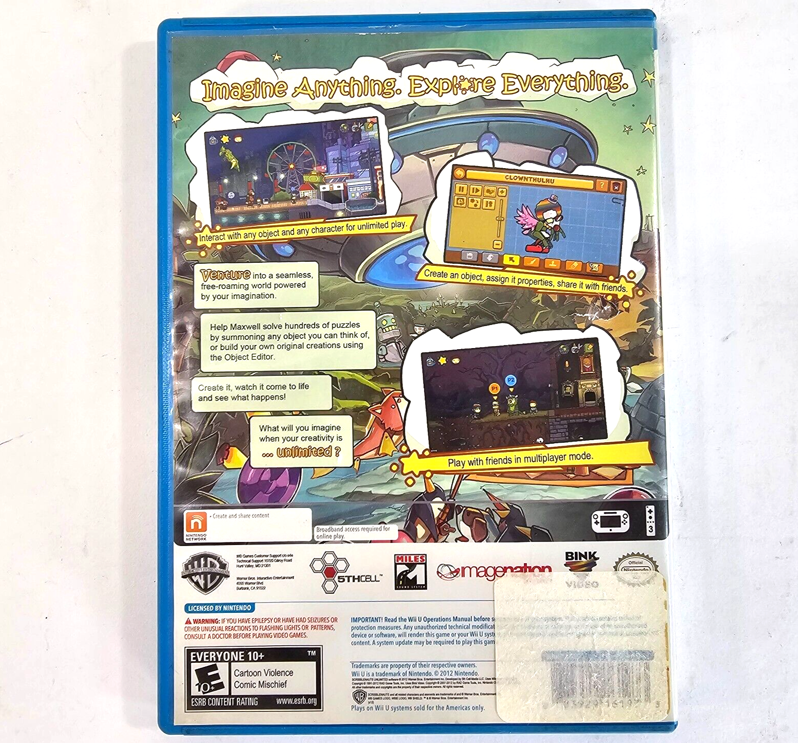 Scribblenauts Unlimited (Nintendo Wii U, 2012) Game Case Manual - Tested