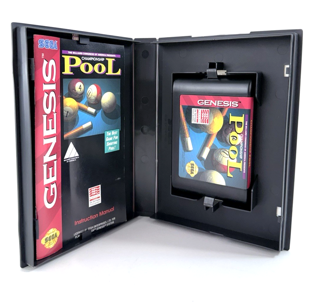 Championship Pool (Sega Genesis, 1993) Game Case Manual - Tested and Working