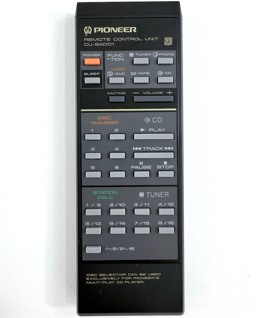 Pioneer CU-SA001 Original Stereo Receiver Remote Control - Tested