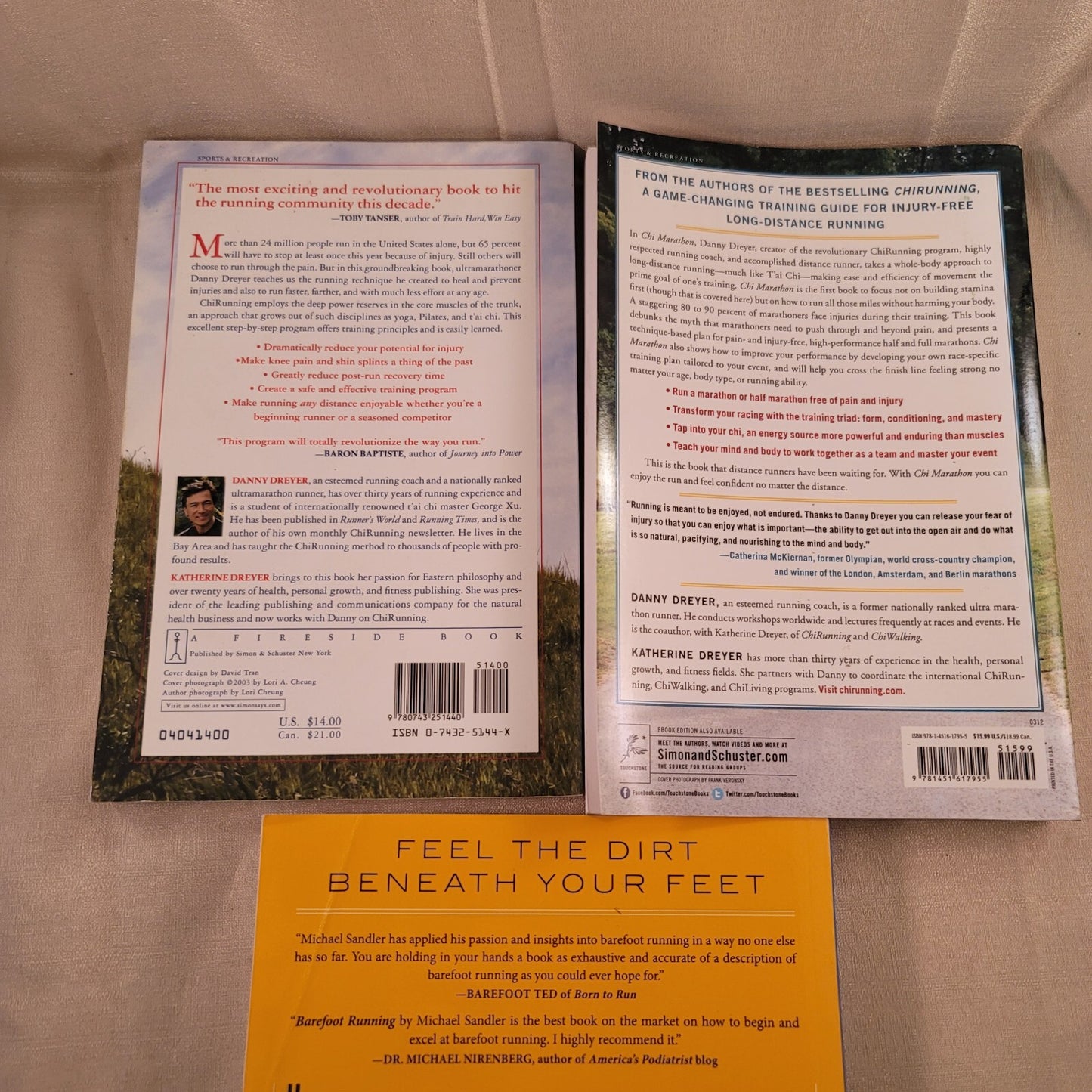 Barefoot Running by Jessica Lee; Michael Sandler Chi Running Marathon Book Lot