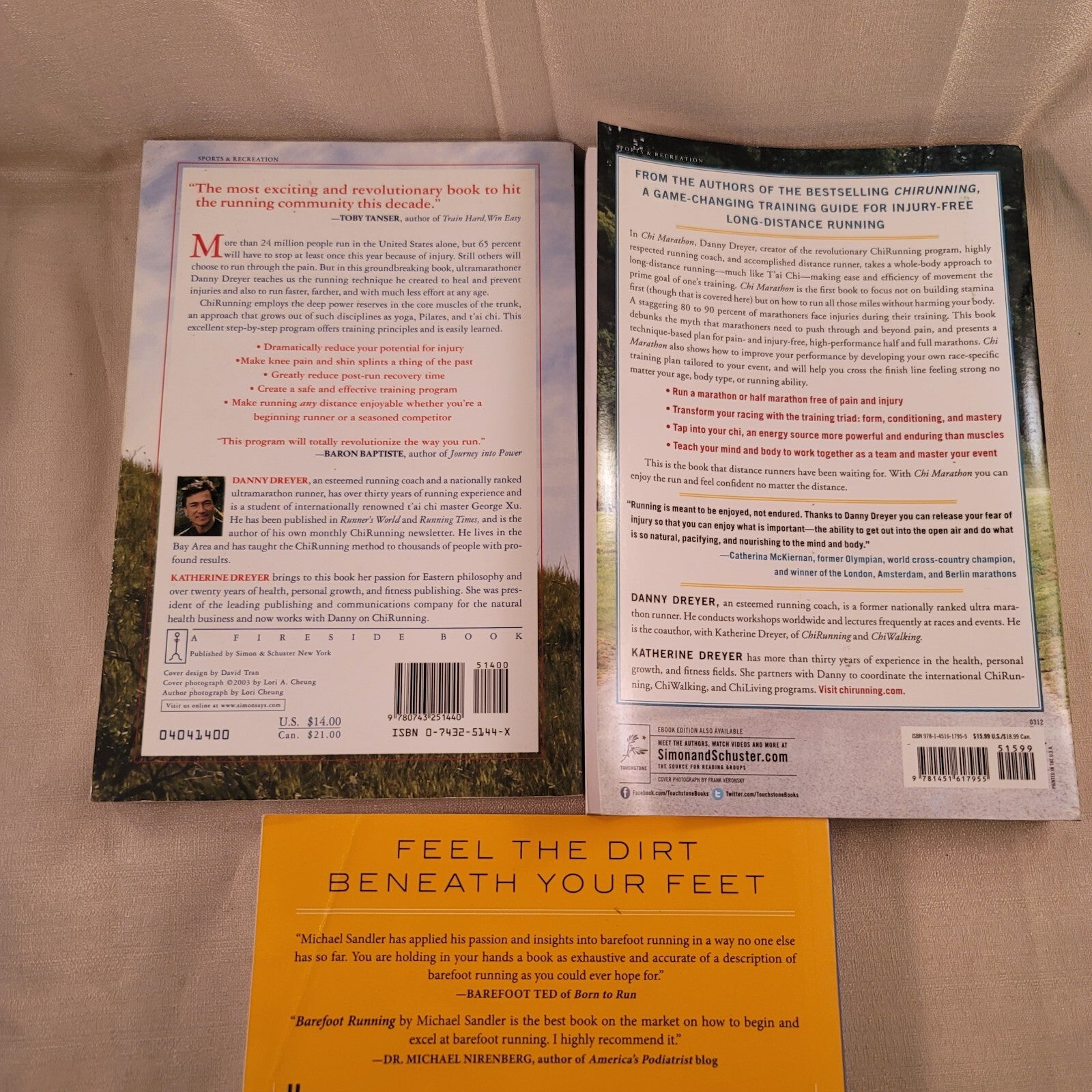 Barefoot Running by Jessica Lee; Michael Sandler Chi Running Marathon Book Lot