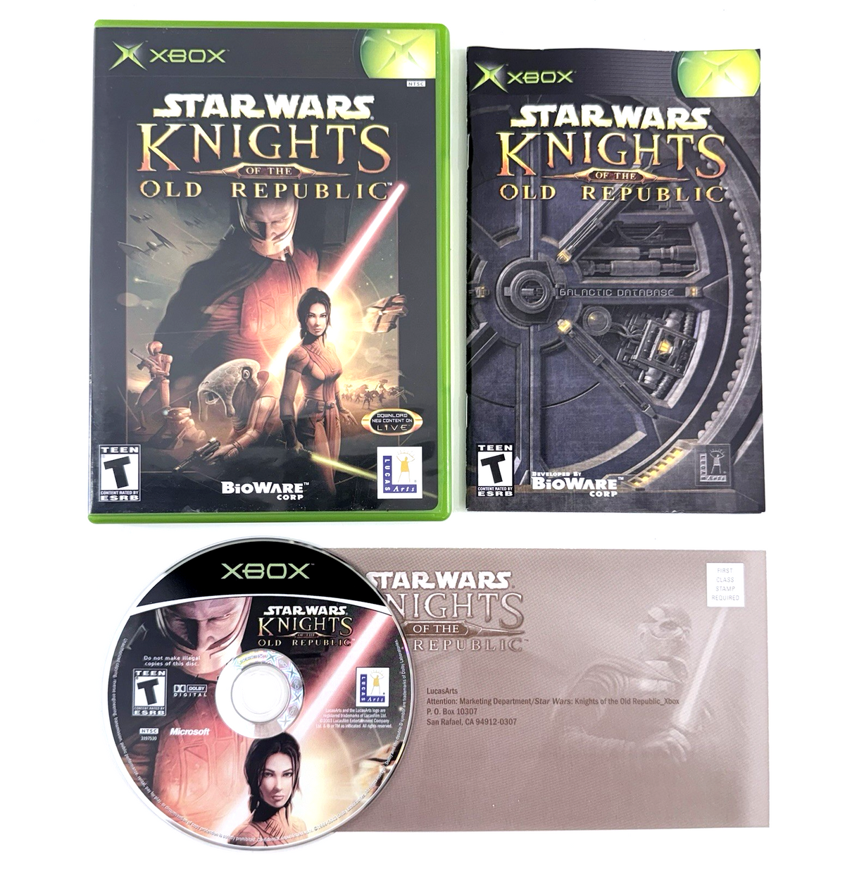 Star Wars Knights of the Old Republic (Xbox, 2003) Game Case Manual Registration