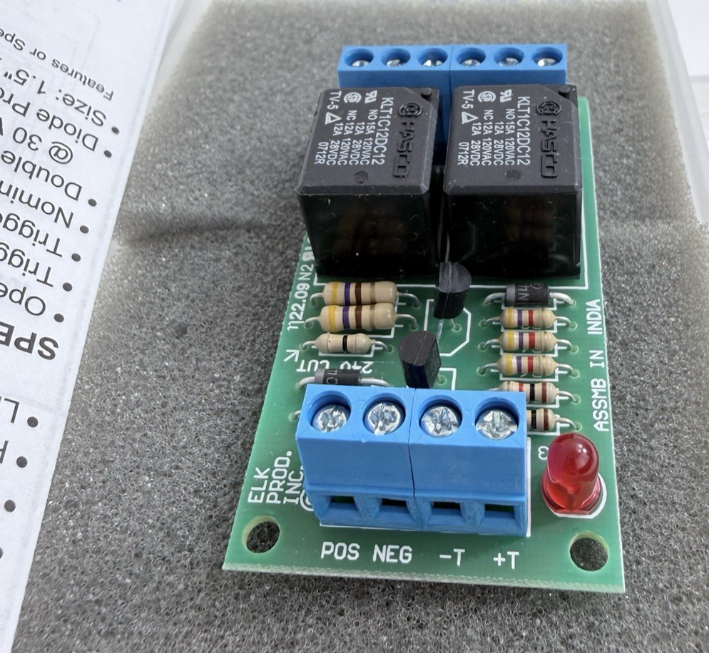 ELK-924 Sensitive Relay Module DPDT 12/24 VDC w/ 1.2 mA Trigger  - Open Box
