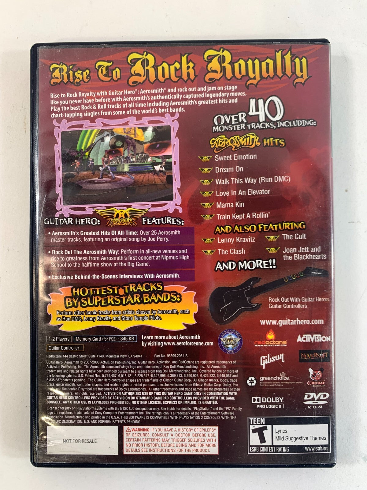 Guitar Hero: Aerosmith (Sony PlayStation 2, 2008) Game Case Manual Tour Book