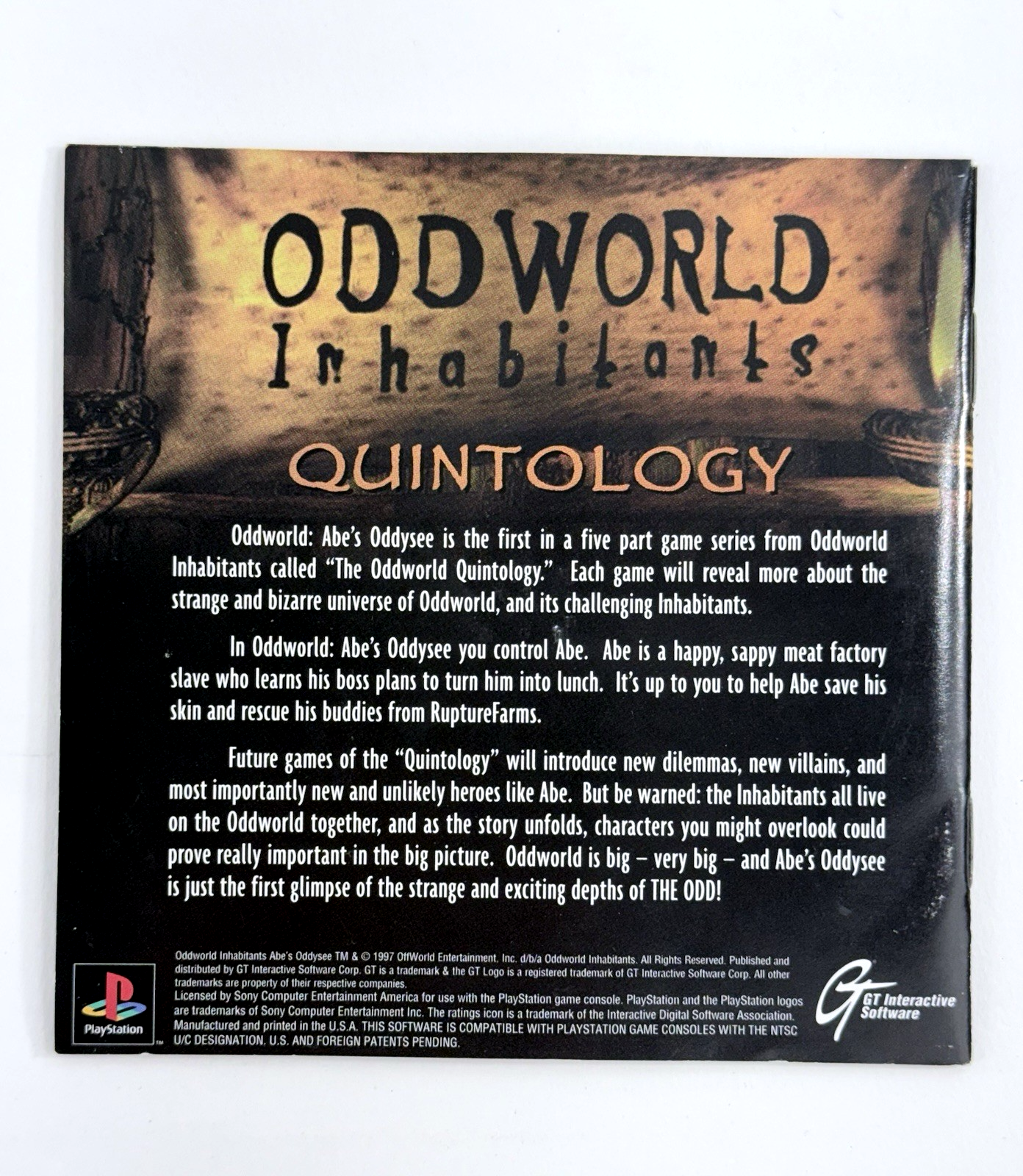 Oddworld: Abe's Oddysee (PlayStation, 1997) Game Case Manual Reg. Card - Tested