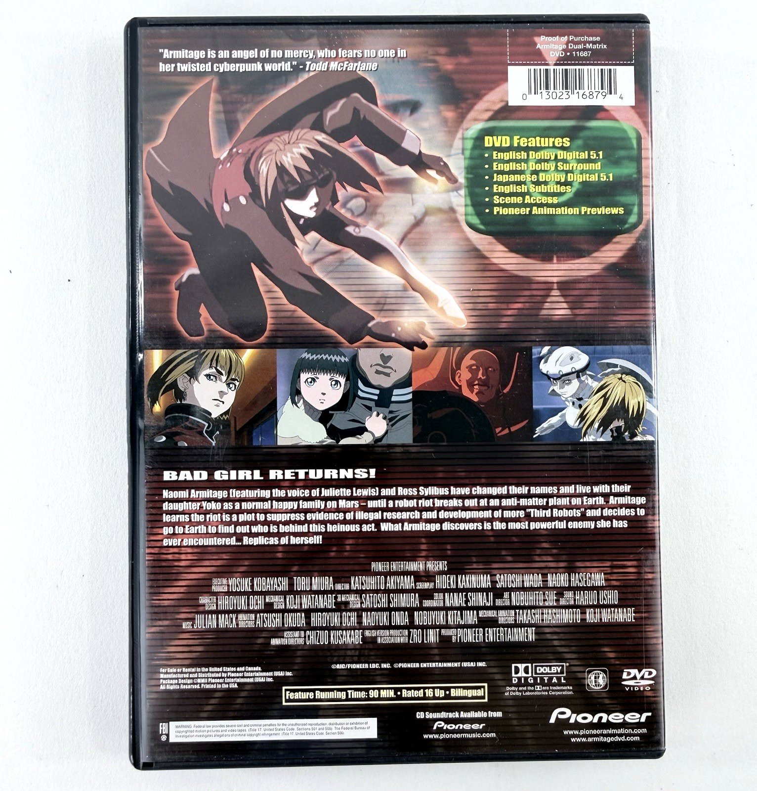 Armitage III: Dual Matrix (DVD, Pioneer, 2002) Juliette Lewis - Tested