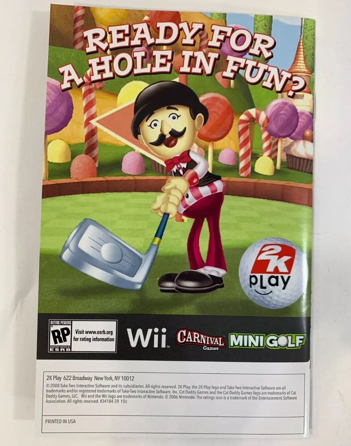 Carnival Games (Nintendo Wii, 2007) Game Case Manual Insert - Tested