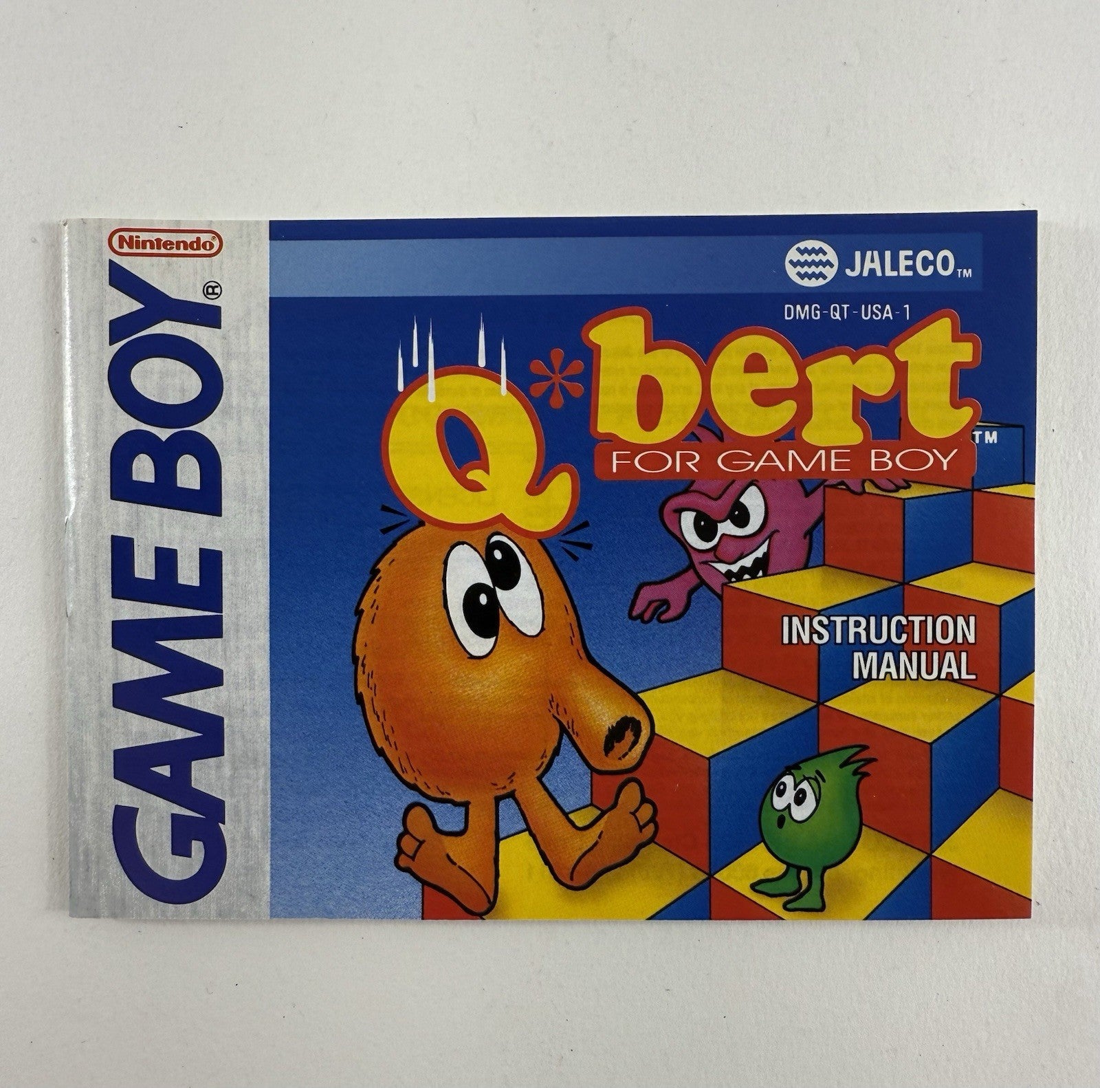 Q*Bert (Nintendo GameBoy, 1991) Game Box Manual Registration Inserts - Tested