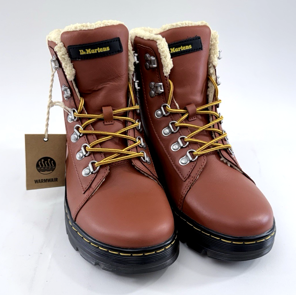 Doc Martens Combs W Leather Faux Fur-Lined Womens 9 Tan Air Wair WarmWair Boots