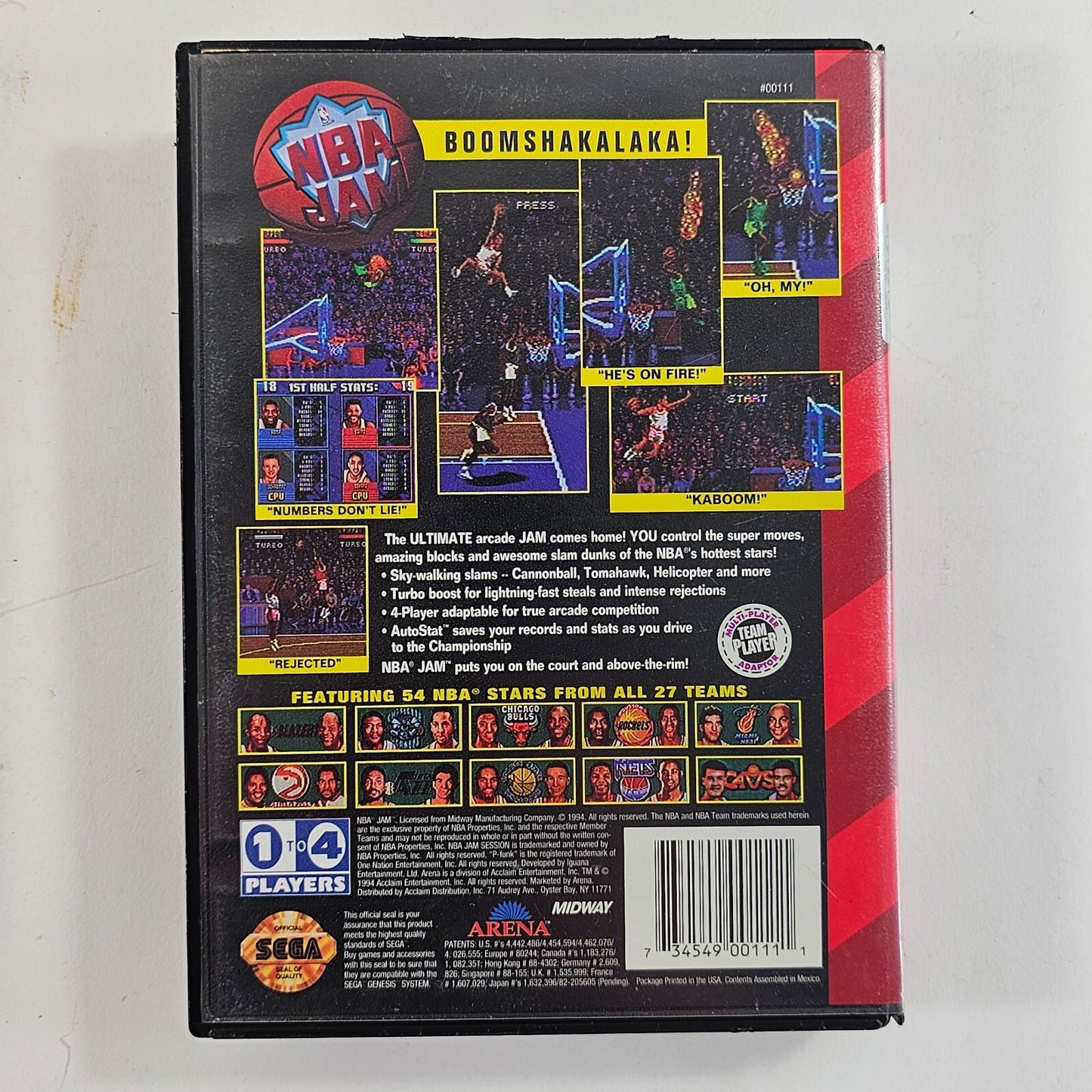 NBA Jam (Sega Genesis, 1994) Game Case Manual - Tested and Working
