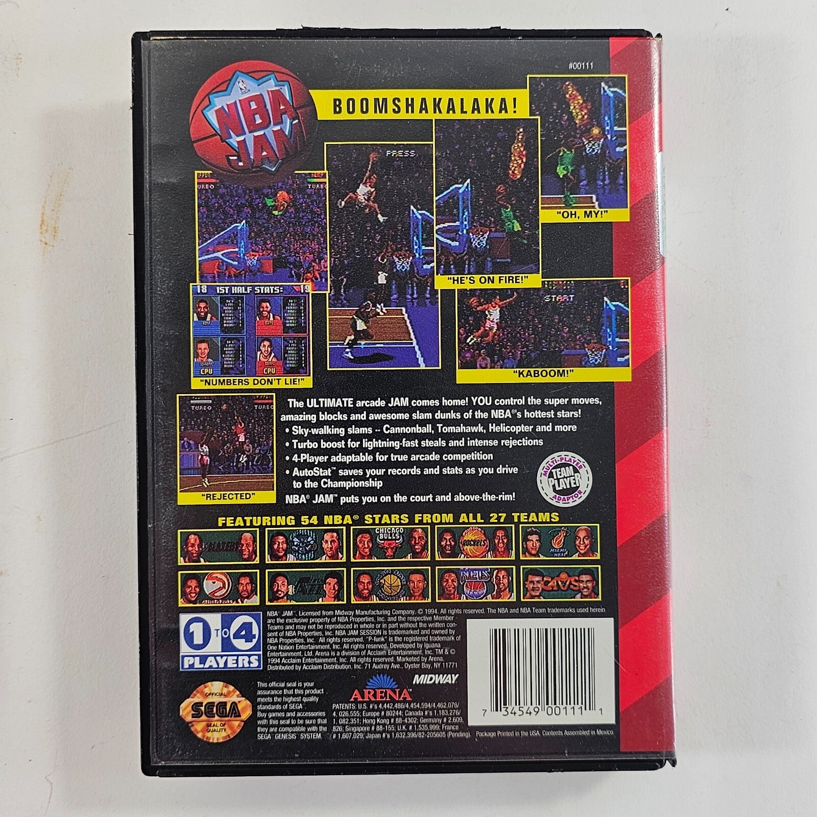 NBA Jam (Sega Genesis, 1994) Game Case Manual - Tested and Working