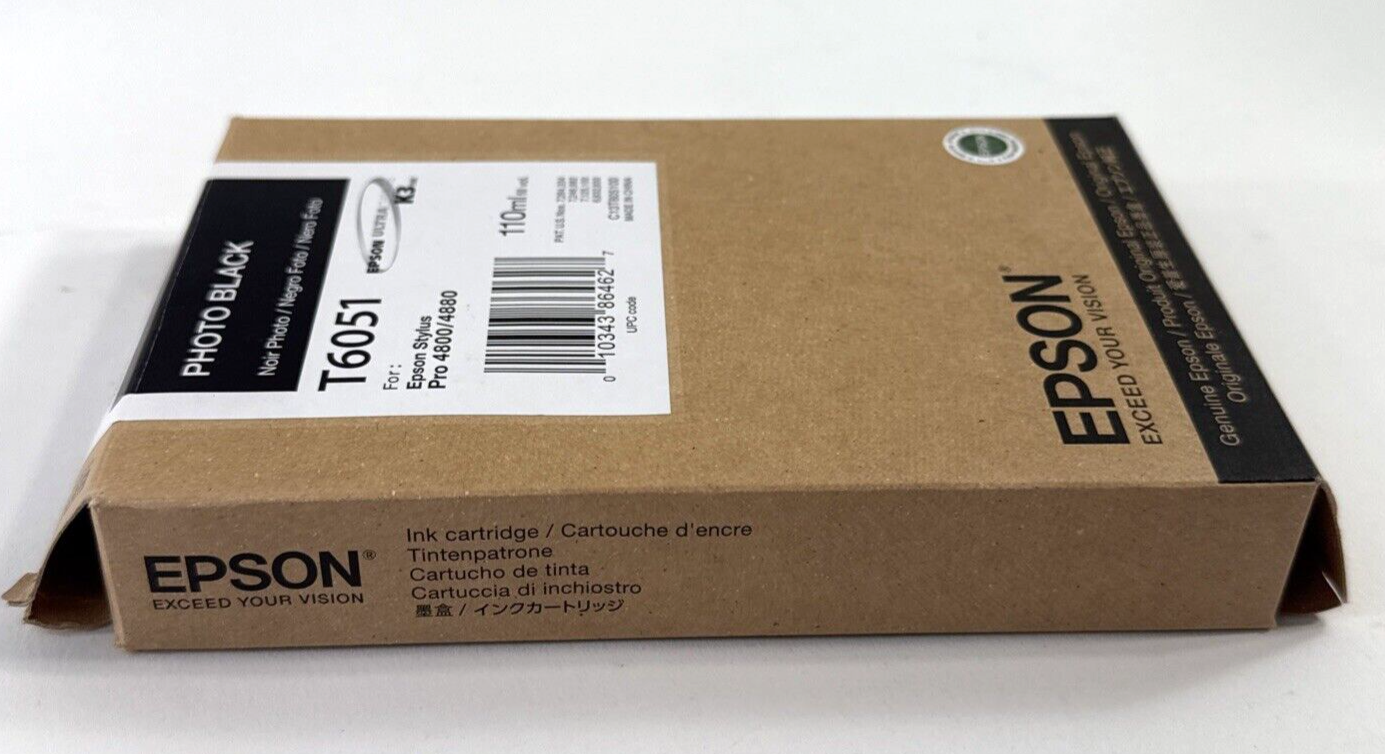Epson T6051 Photo Black 110ml K3 Ultrachrome Ink - Expiration Date 2019 - New