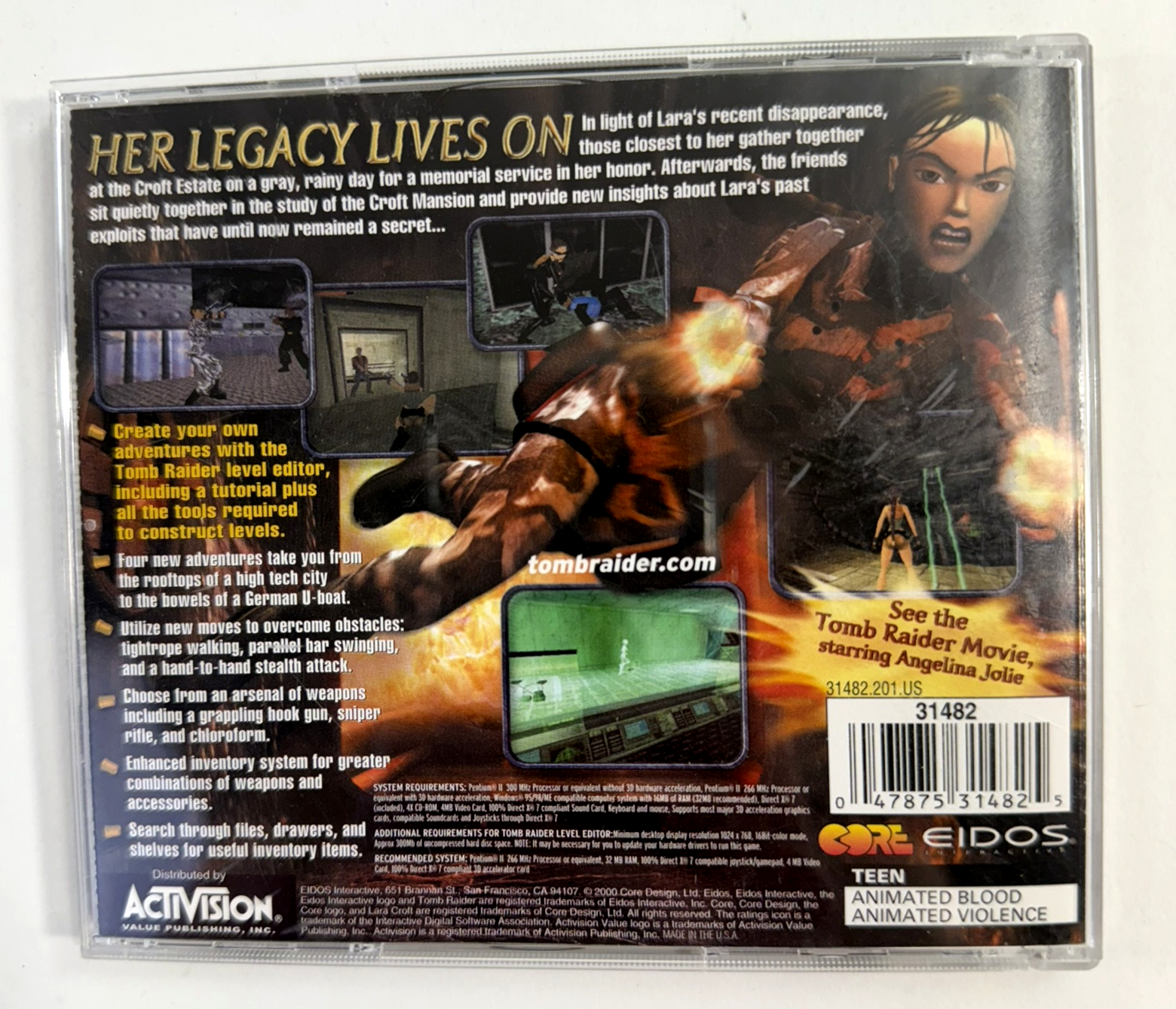 Tomb Raider: Chronicles (PC, 2000) Game Discs, Case, Install Manual - Tested