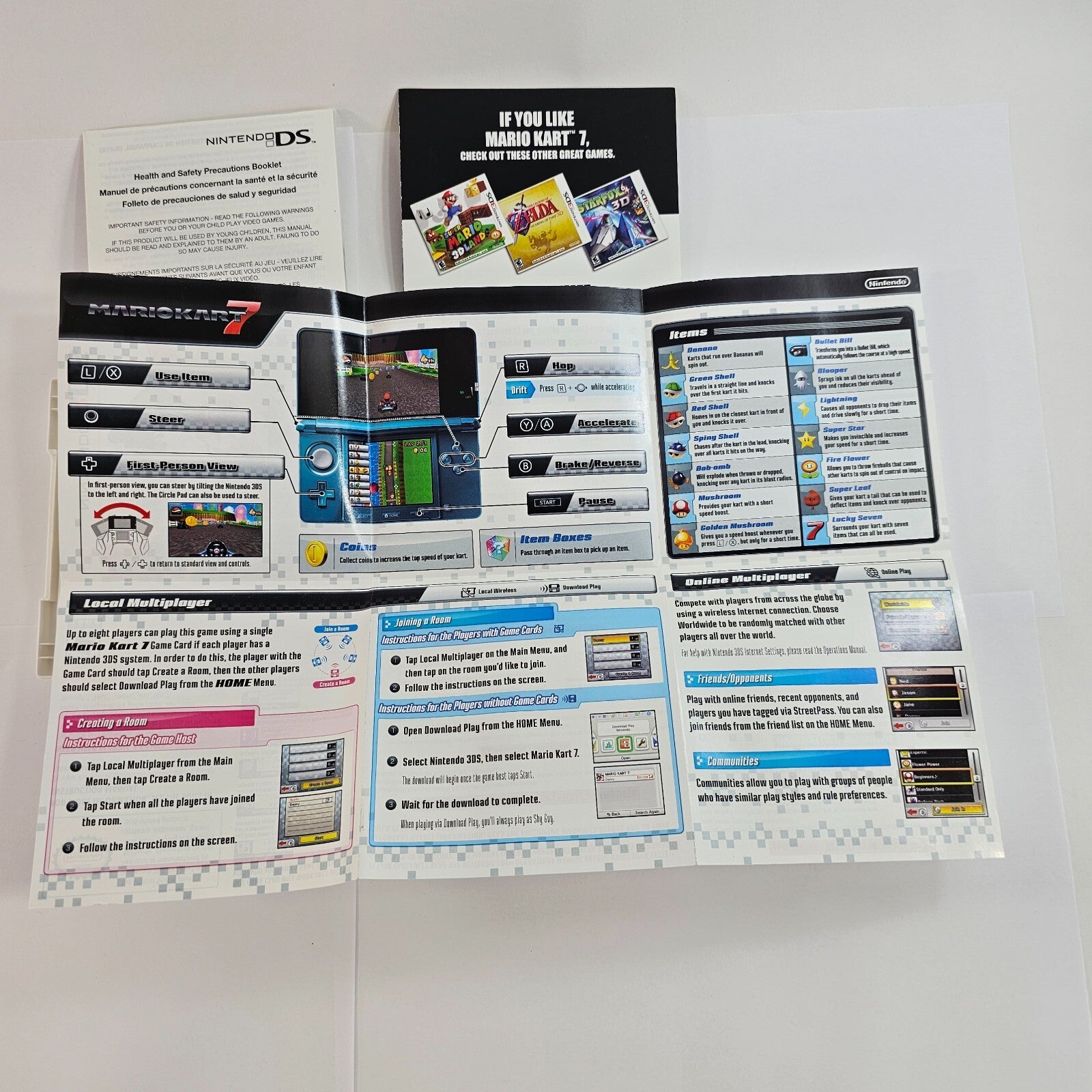 Mario Kart 7 (Nintendo 3DS, 2011) Game Case Manual Inserts - Tested and Working