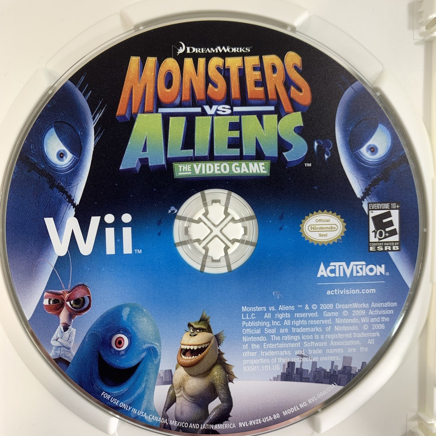Monsters vs. Aliens (Nintendo Wii, 2009) Game Case Manual - Tested and Working