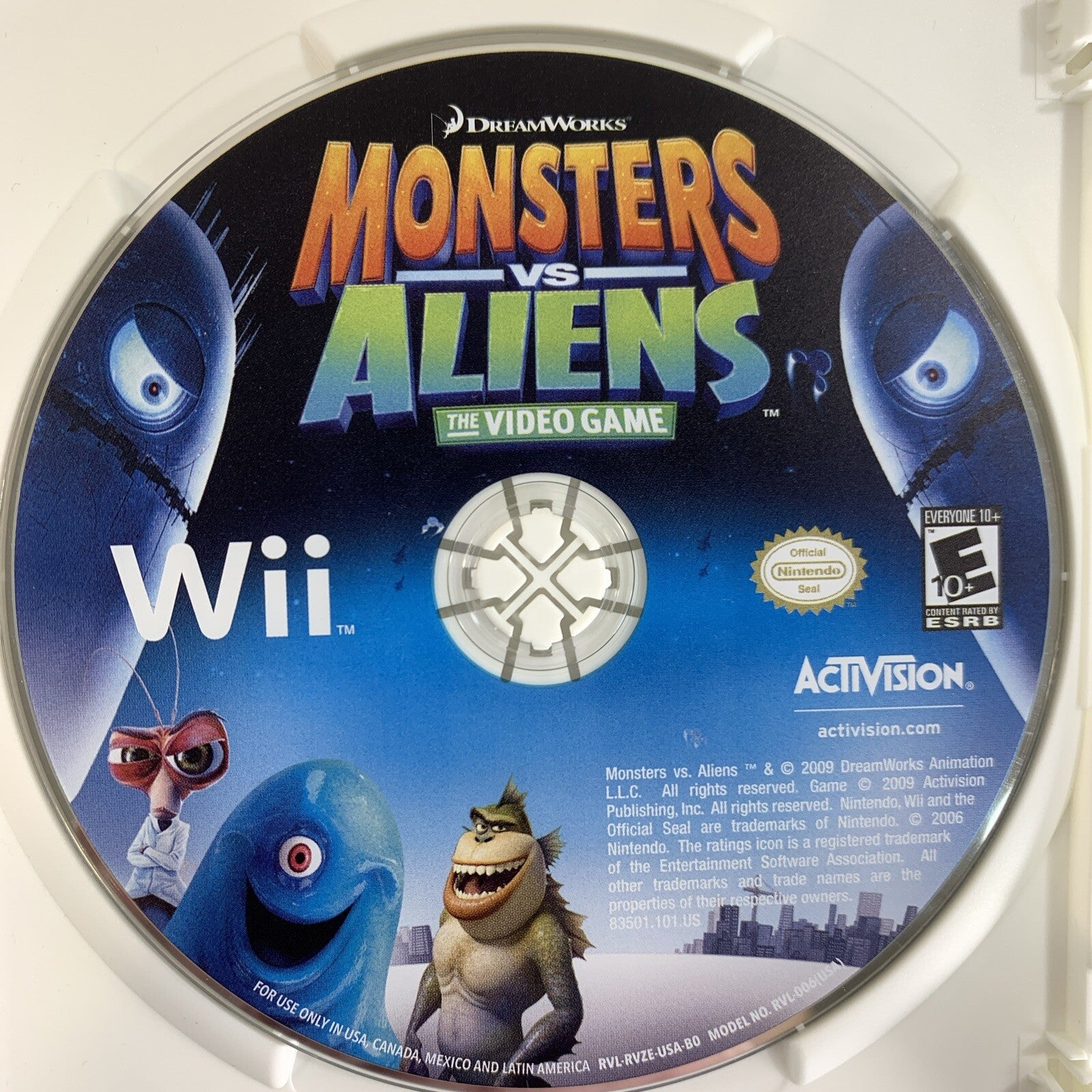 Monsters vs. Aliens (Nintendo Wii, 2009) Game Case Manual - Tested and Working