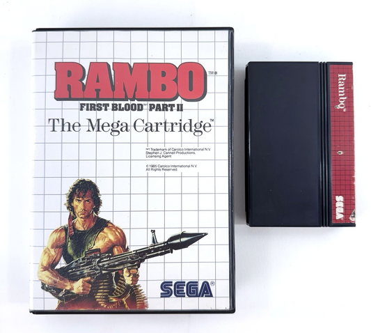 Rambo: First Blood Part II (Sega Master System, 1986) Game and Case  - Tested