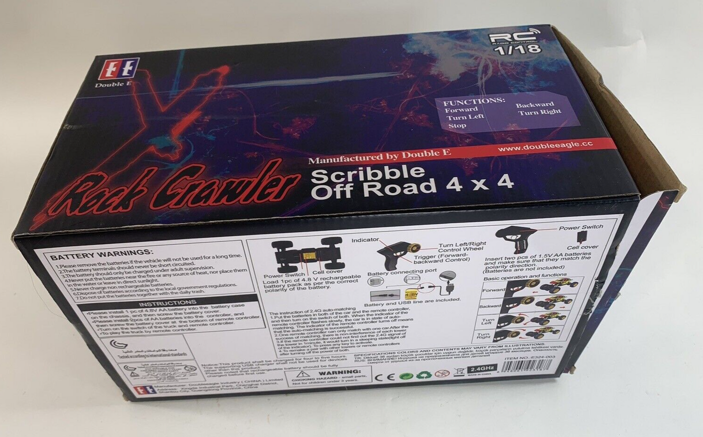 Double E Rockcrawler RC Control 1/18 Scribble Off Road 4x4 Remote - Tested