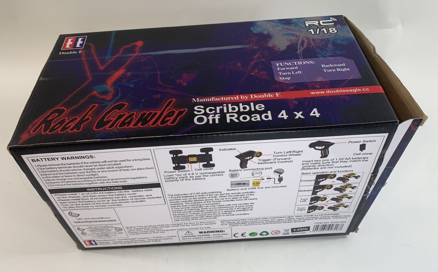 Double E Rockcrawler RC Control 1/18 Scribble Off Road 4x4 Remote - Tested