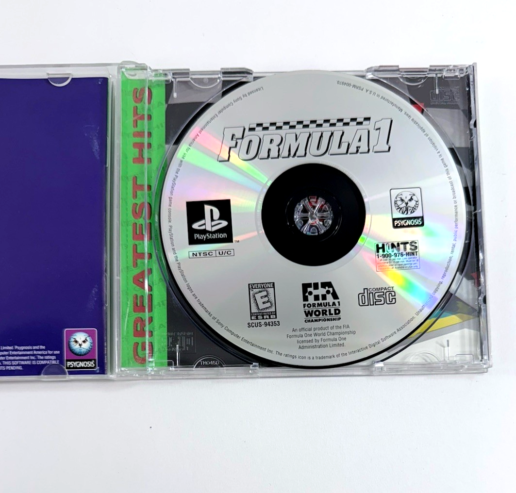 Formula 1 (Sony PlayStation 1, 1996) Game Case Manual Registration - Tested