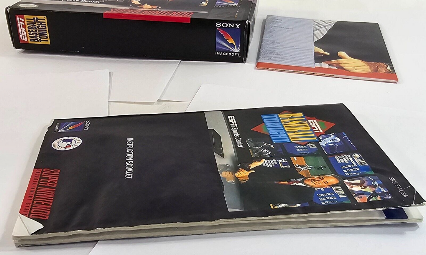 ESPN Baseball Tonight (Super Nintendo, 1994) Game Box Manual Poster - Tested