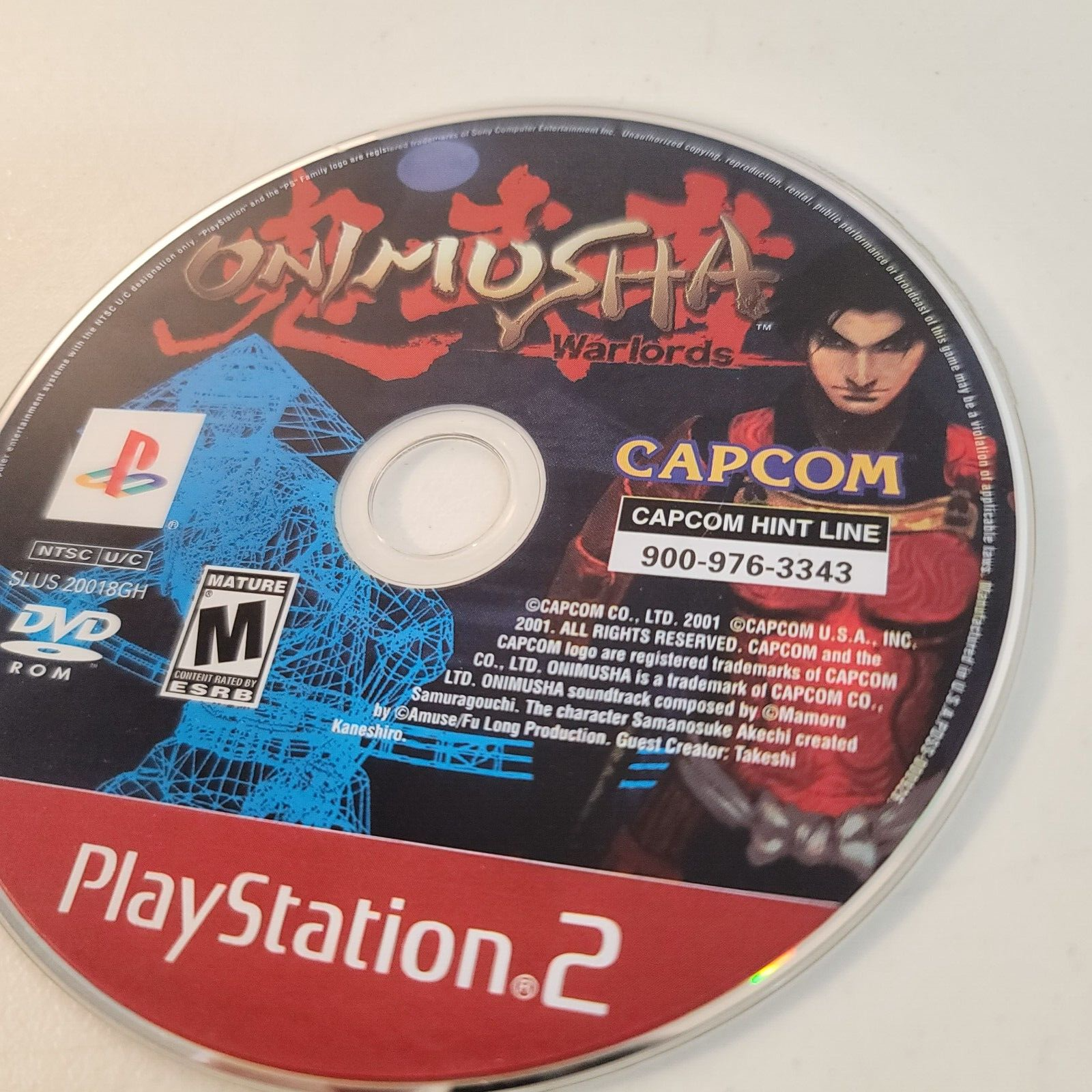 Onimusha Warlords (Sony PlayStation 2, 2001) Replacement Game Disc - Tested