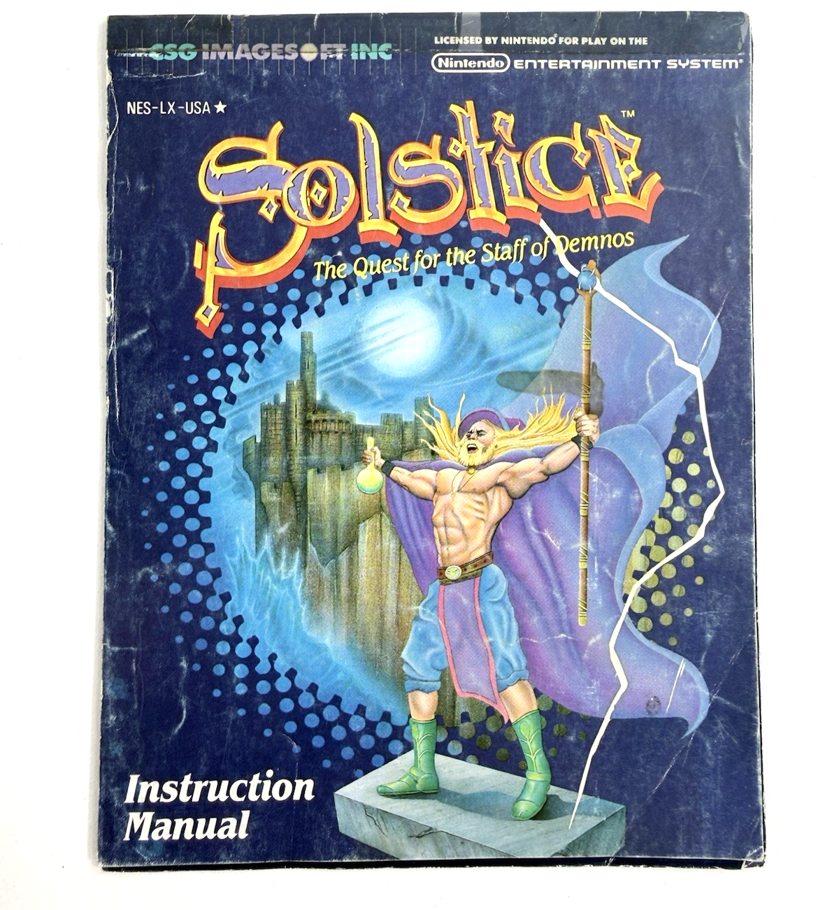 Solstice: The Quest for the Staff of Demnos (Nintendo NES, 1990) Game and Manual