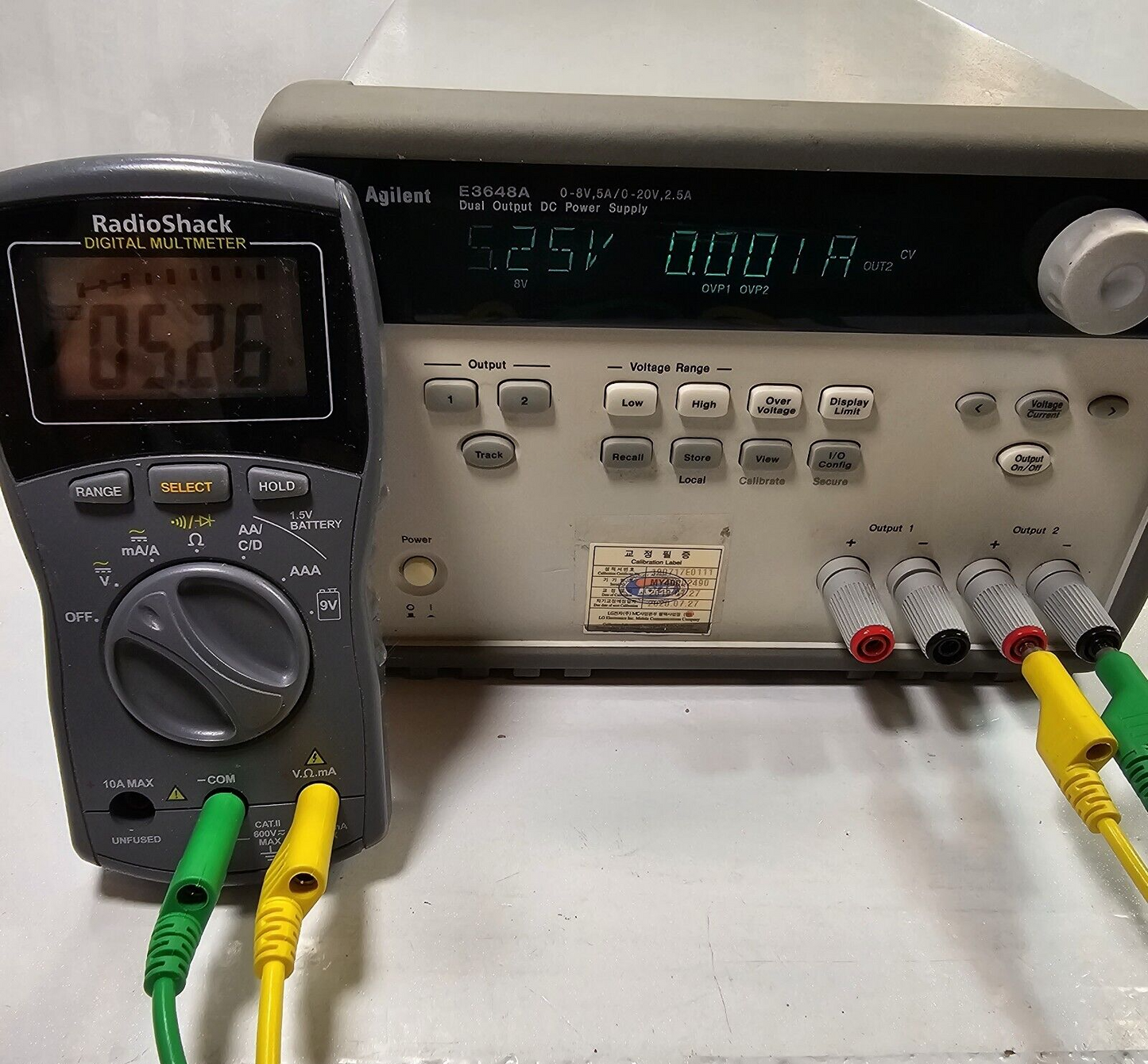Agilent E3648A Dual Output DC Power Supply 0-8V,5A/0-20V,2.5A - Tested - 2490