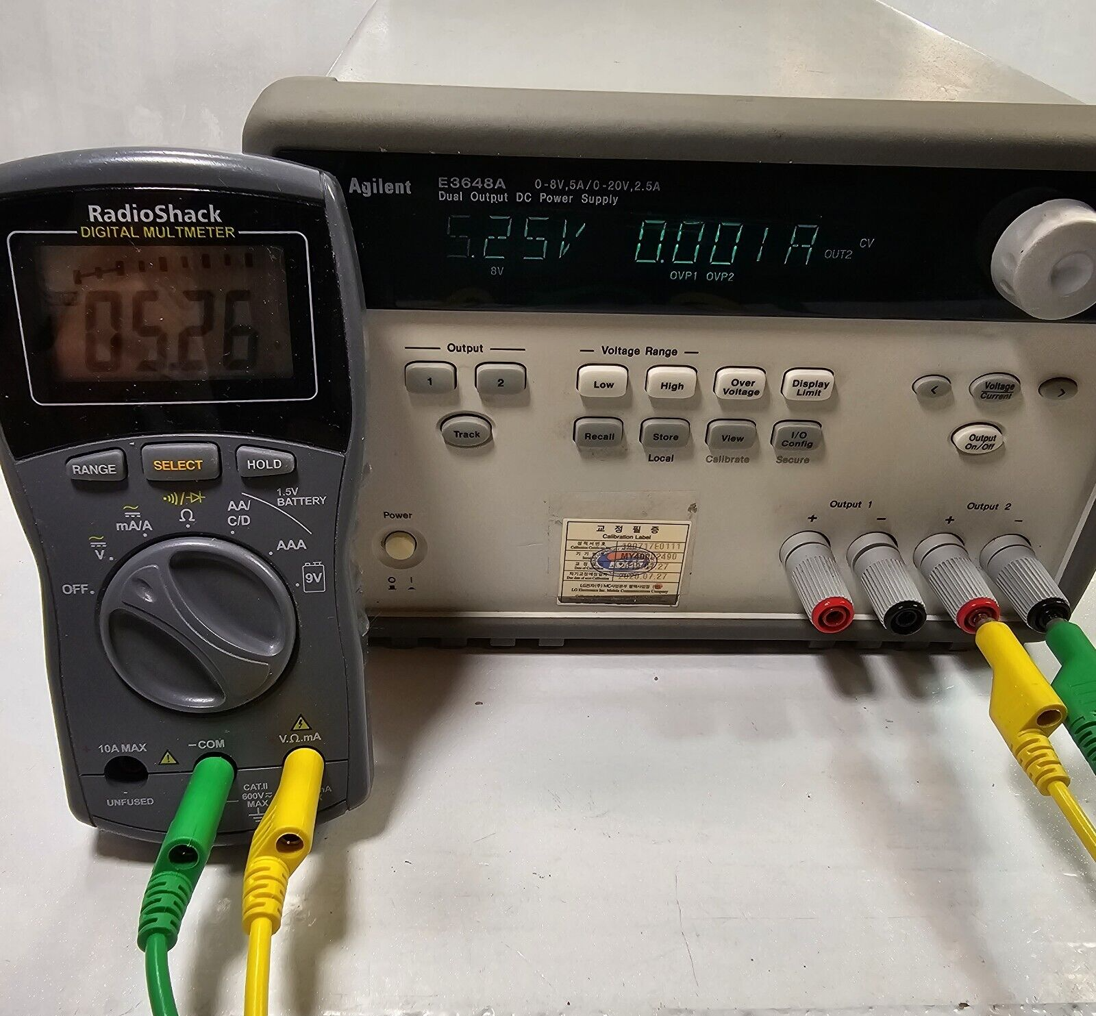 Agilent E3648A Dual Output DC Power Supply 0-8V,5A/0-20V,2.5A - Tested - 2490
