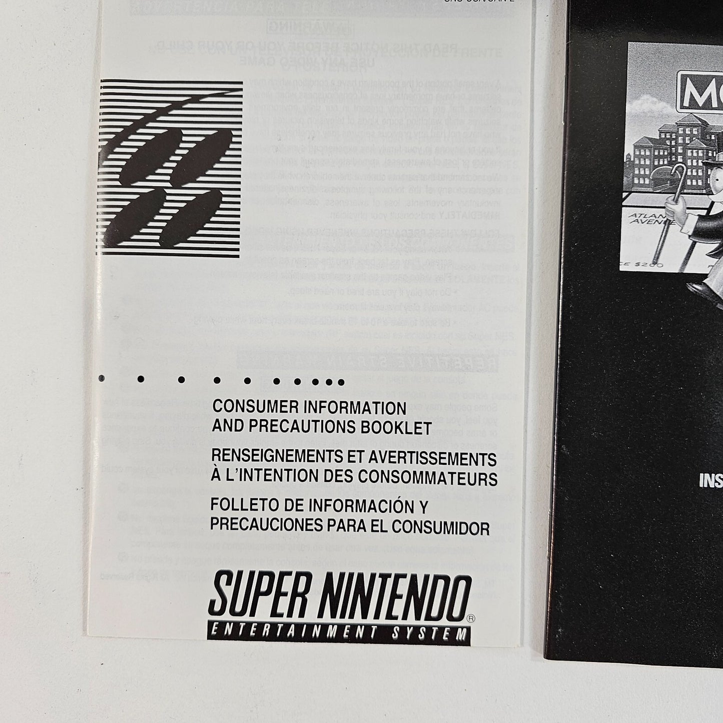Monopoly (Super Nintendo | SNES, 1992) Box Manual and Insert