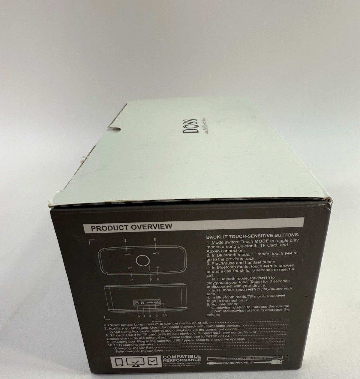 DOSS SoundBox Wireless Portable Bluetooth V5.0 Black Speaker - New, Open Box