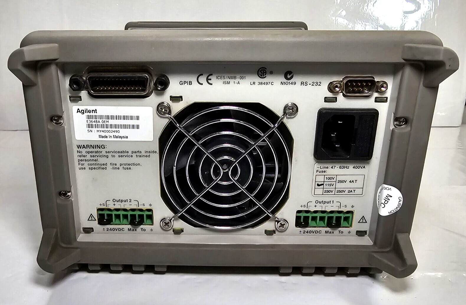 Agilent E3648A Dual Output DC Power Supply 0-8V,5A/0-20V,2.5A - Tested - 2490