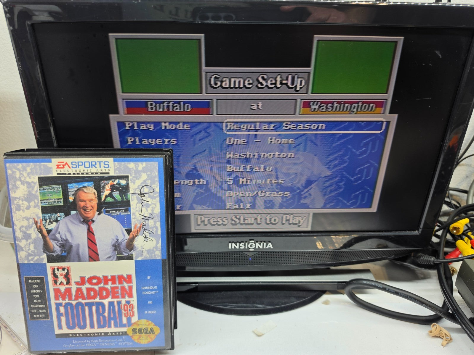 John Madden Football '93 (Sega Genesis, 1993) Game, Case, Registration, Insert