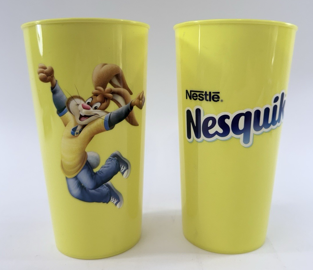 Nestle Nesquik Quicky Bunny 6.5” Collectible Yellow Cup Set (2) - Handwash Only