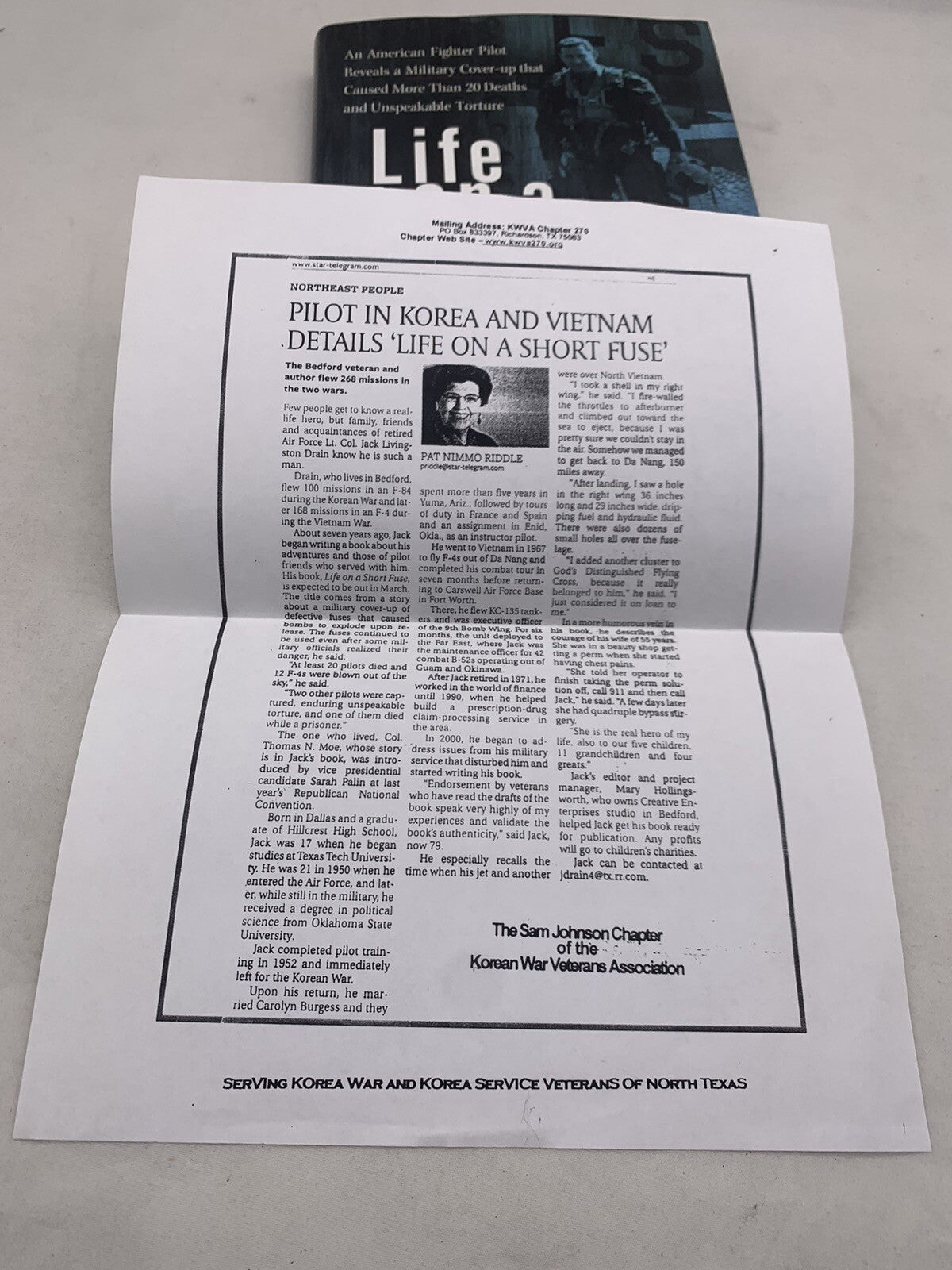 Life On A Short Fuse By Lt. Colonel Jack L. Drain 1st Edition Hardcover, Signed