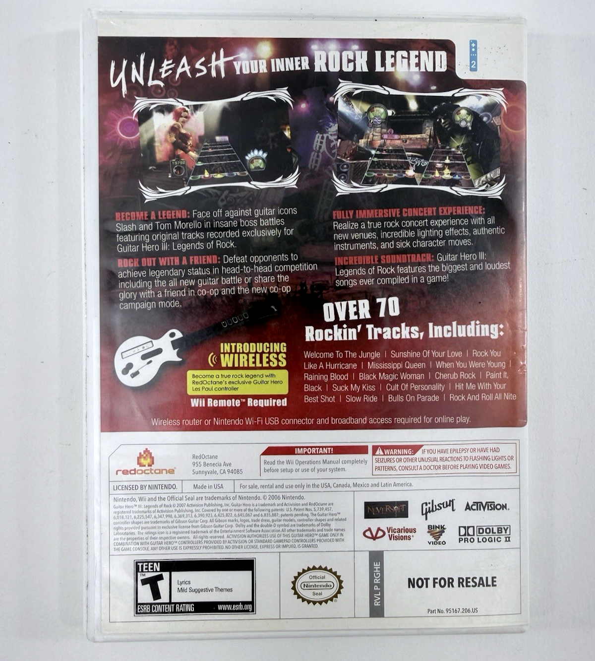 Guitar Hero 3 III Legends Of Rock (Wii, 2006) Game, Case, Manual - Tested