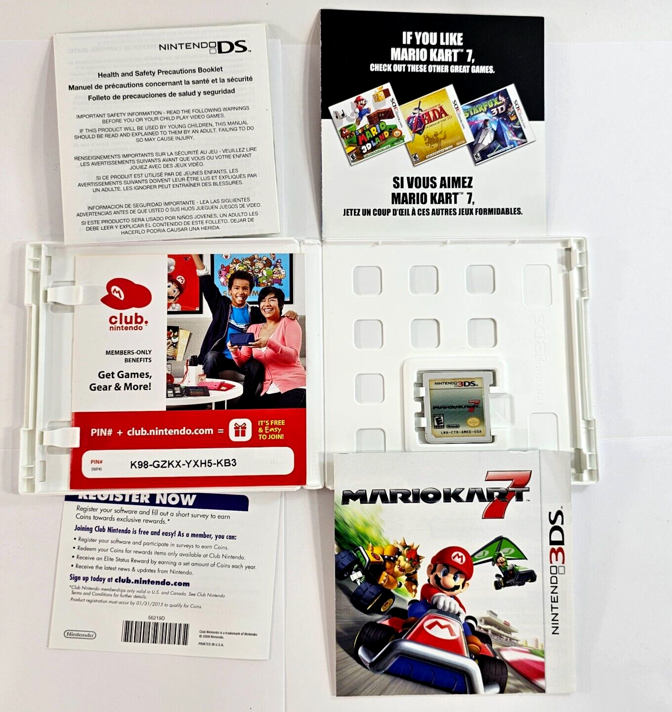 Mario Kart 7 (Nintendo 3DS, 2011) Game Case Manual Inserts - Tested and Working