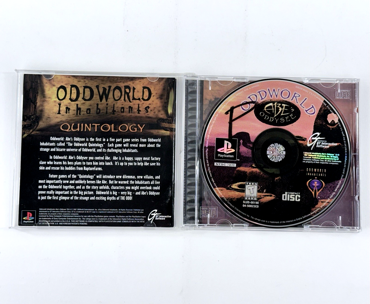 Oddworld: Abe's Oddysee (PlayStation, 1997) Game Case Manual Reg. Card - Tested