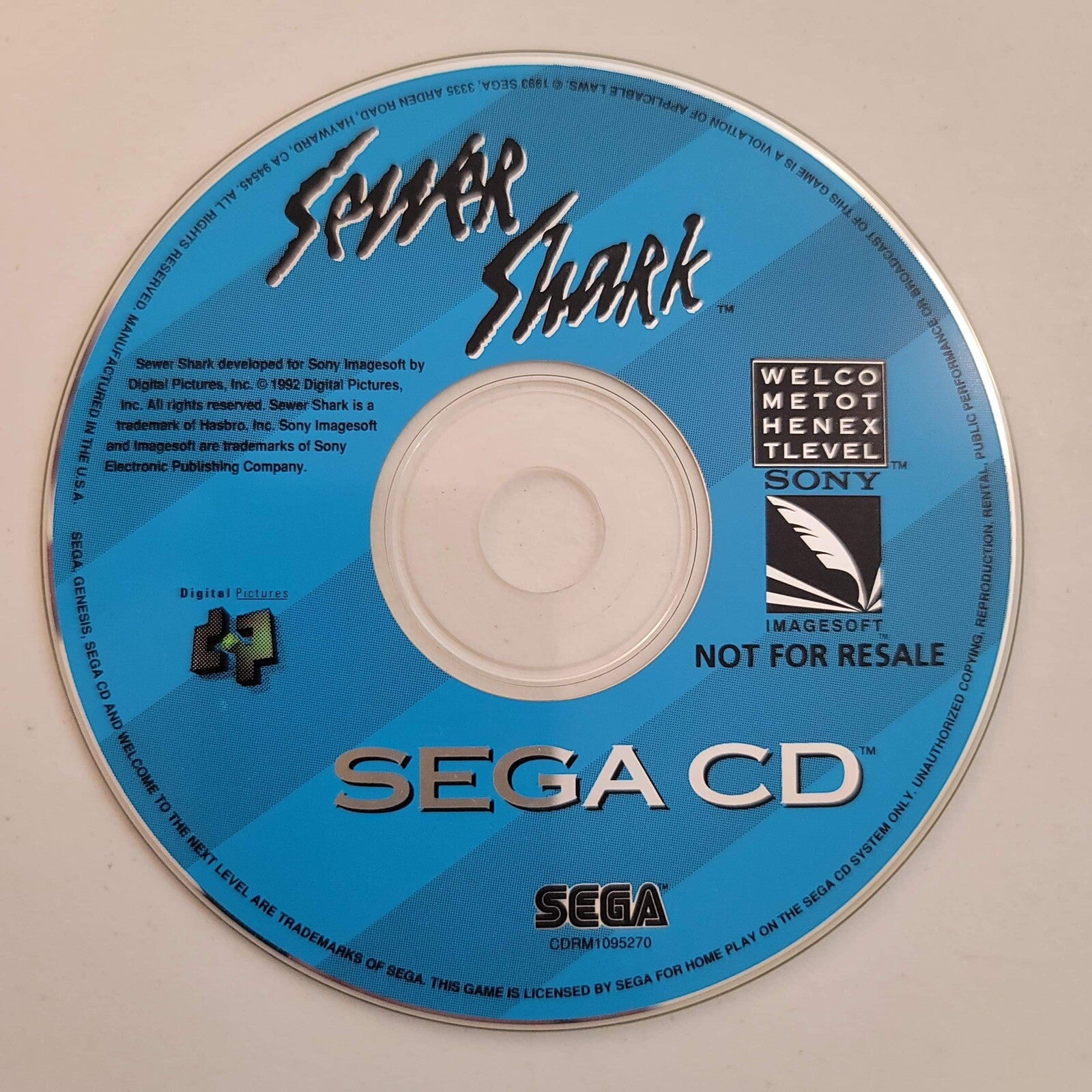Sewer Shark (Sega CD, 1992) Not for Resale Game Disc
