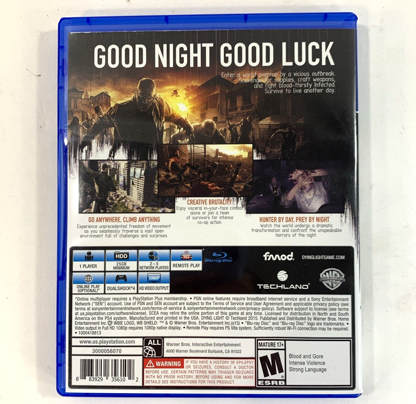 Dying Light (Sony PlayStation 4, 2015) Game Case Manual Insert - Tested