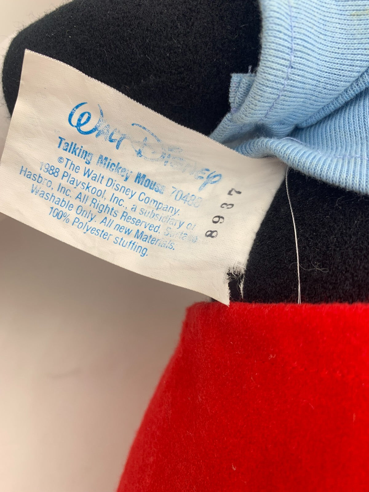 1988 Playskool 22" Disney Talking Mickey Mouse Pull String Plush - Works