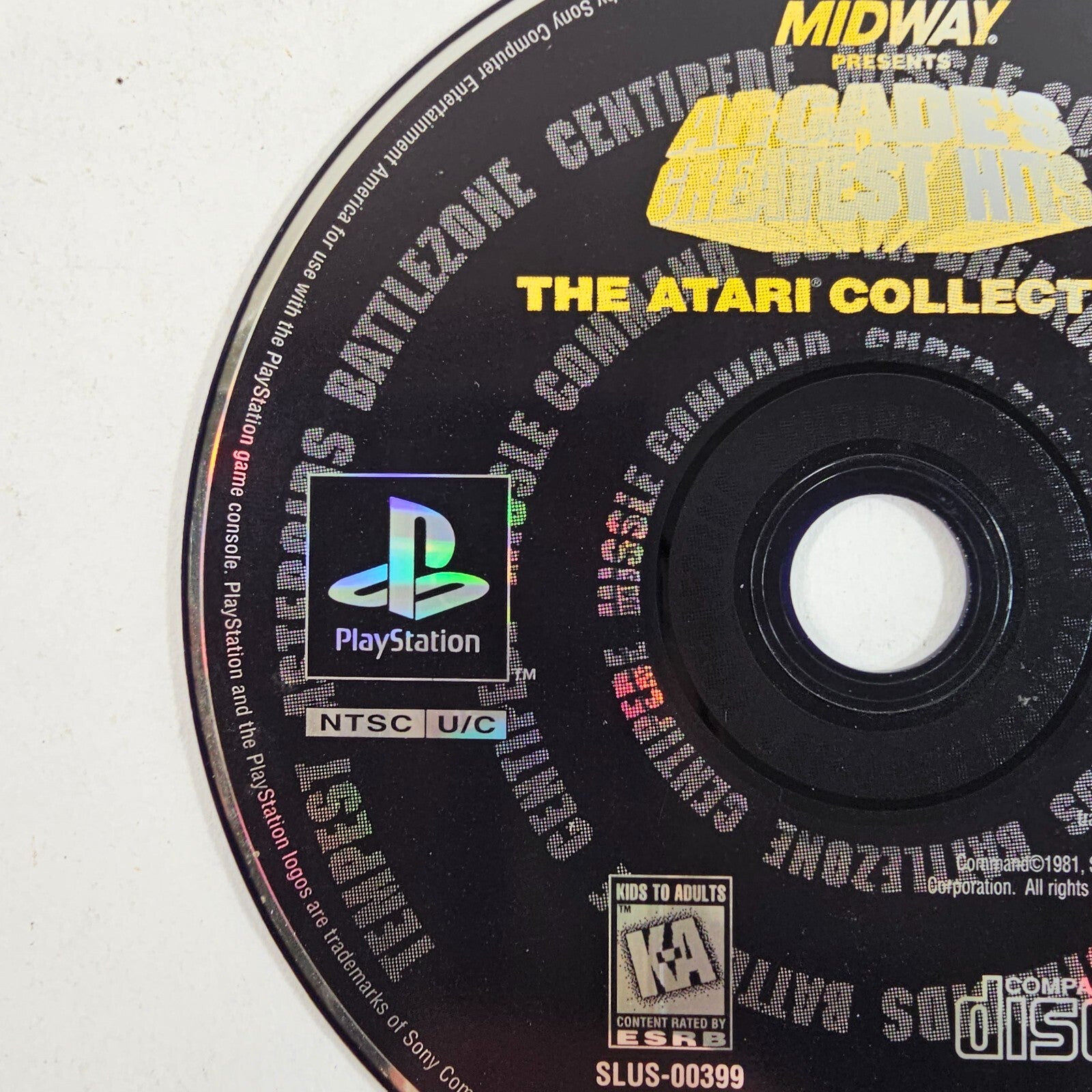 Arcade's Greatest Hits: Atari Collection 1 (PlayStation, 1996) Game Disc -Tested