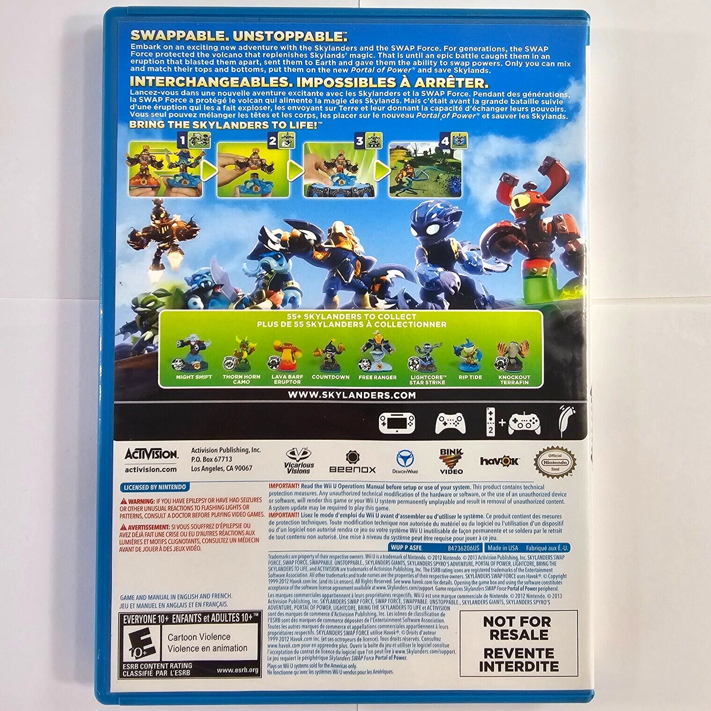 Skylanders: Swap Force (Nintendo Wii U, 2013) Game Case Manual - Tested