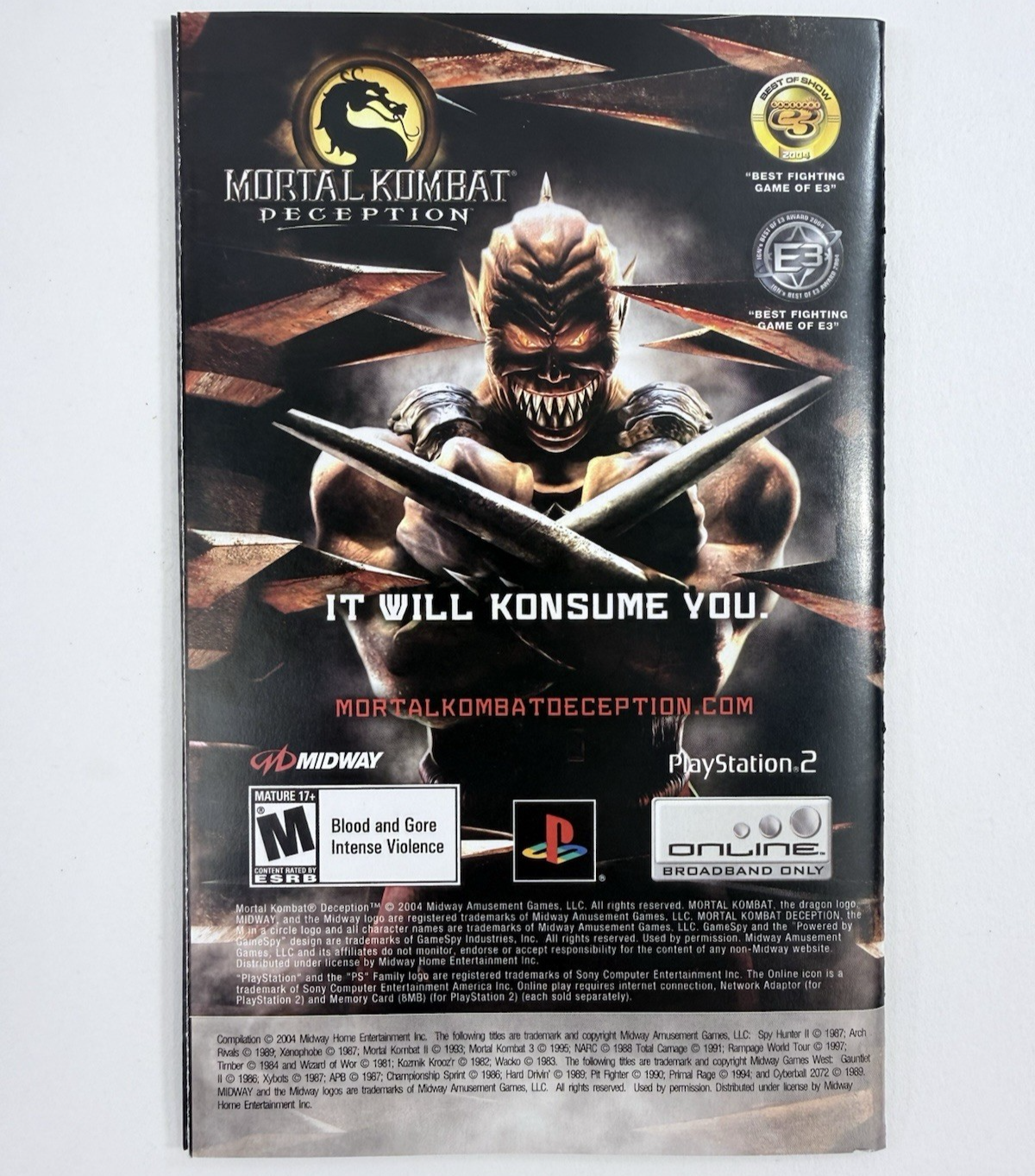 Midway Arcade Treasures 2 (PlayStation 2, 2004) Game Case Manual Registration