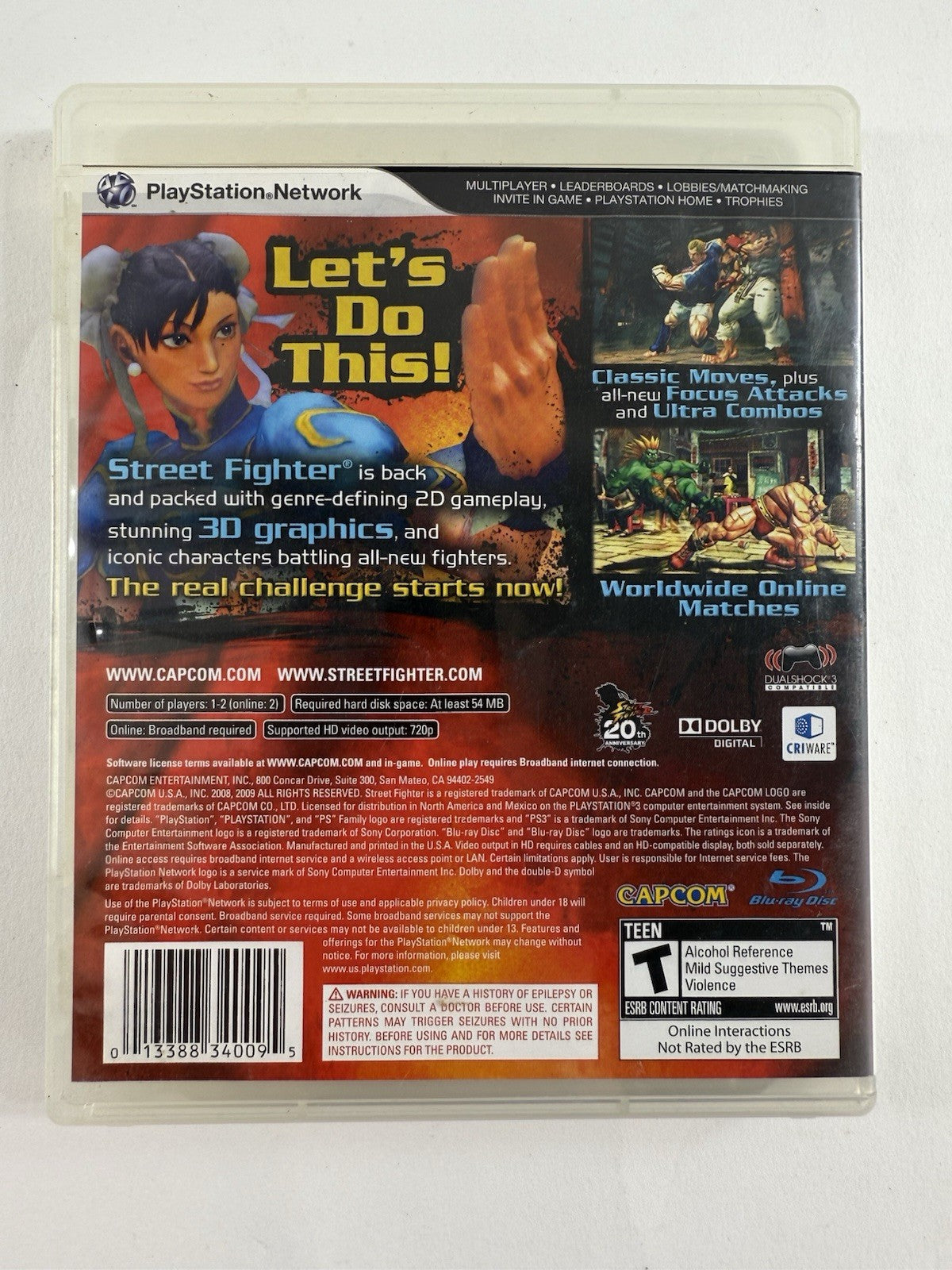 Street Fighter IV (Sony PlayStation 3, 2009) Game and Case - Tested and Working