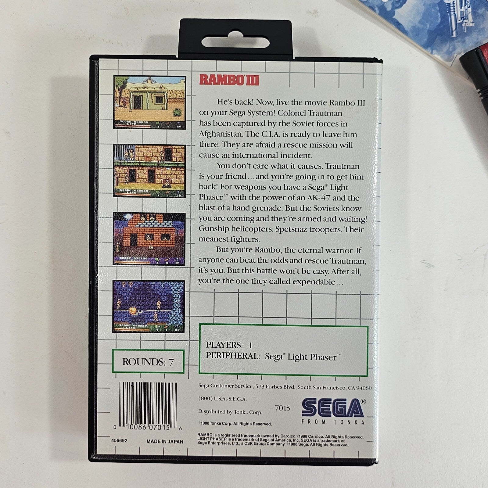 Rambo III (Sega Master System, 1988) Game Case Manual Poster - Tested