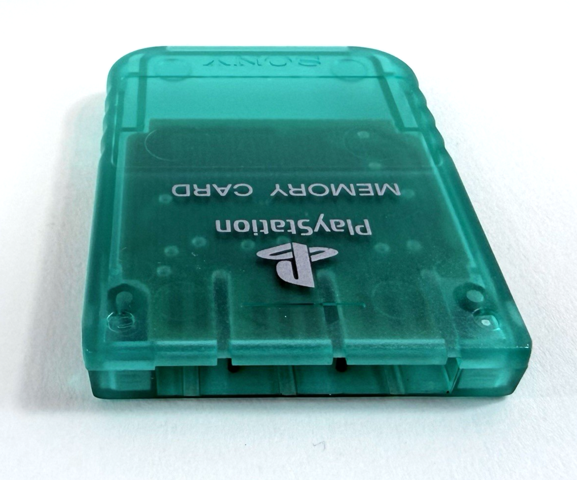 PlayStation Clear Green Memory Card SCPH-1020 - Tested and Working